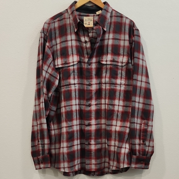 RedHead Casual Button Down Shirt Red and Gray - Picture 1 of 10